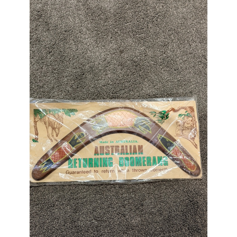 Vintage Australian Returning‎ Boomerang Made in Australia Hand Painted Wood 14in